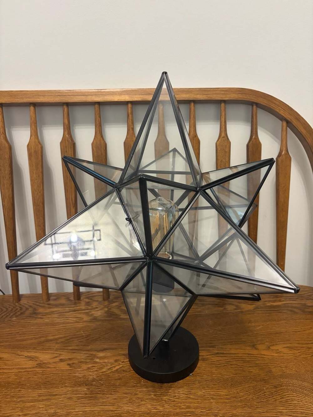 Moravian Star Table Lamp Glass Metal Black